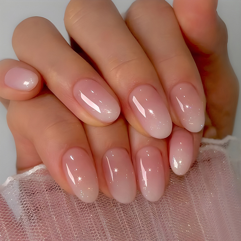 24 قطعة البيضاوي قصير الوردي ا - مراجعة Nail Art Ombre Pink وسعره