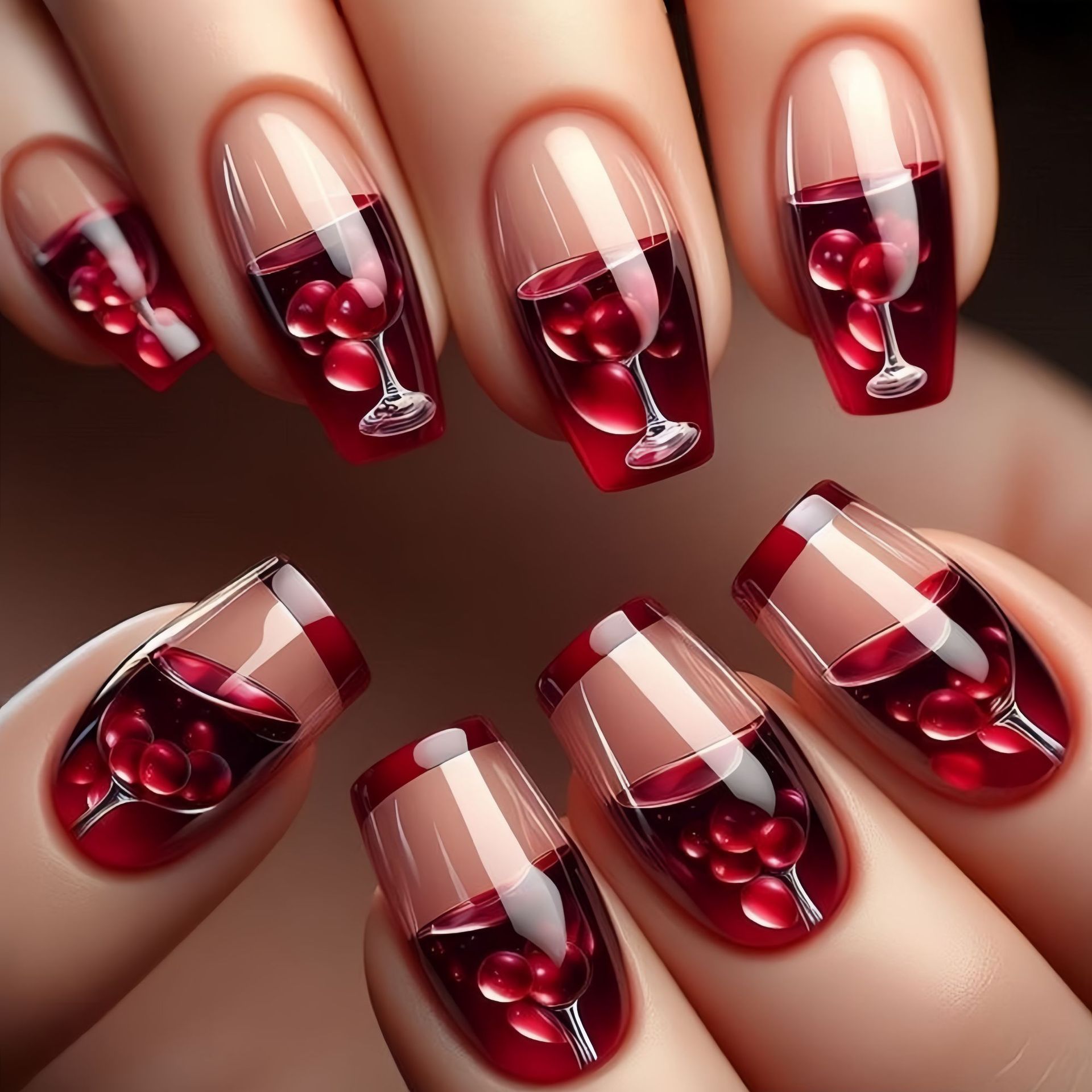 أظافر صناعية متوسطة الطول للنس - مراجعة Nail Art Red Wine وسعره