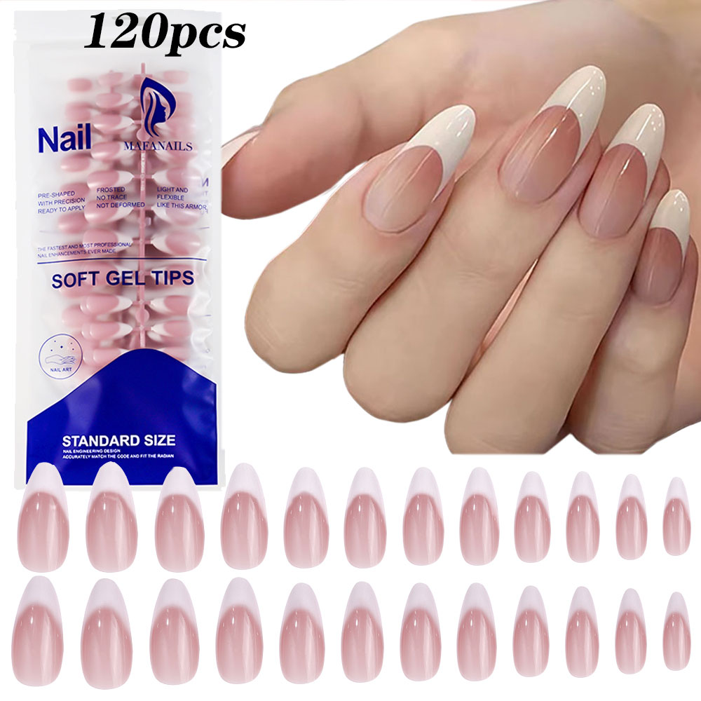 120 قطعة الوردي المتوسط اللوز  - مراجعة Nail Art French Nails وسعره