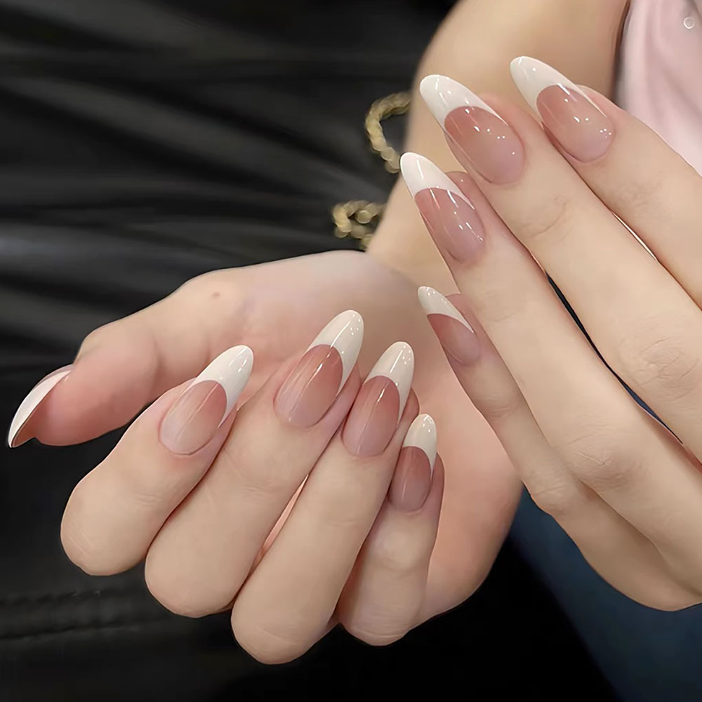 120 قطعة الوردي المتوسط اللوز  - مراجعة Nail Art French Nails وسعره
