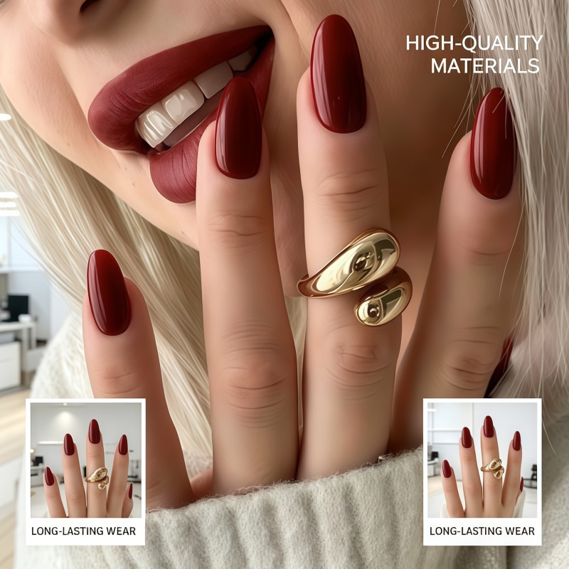 2026 جديد 24 قطعة أظافر صناعية - مراجعة Nail Art Red Wine وسعره