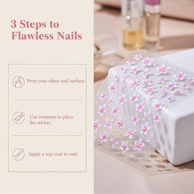 ملصقات فن الأظافر بتصميم زهرة  - مراجعة Nail Art Ombre Pink وسعره