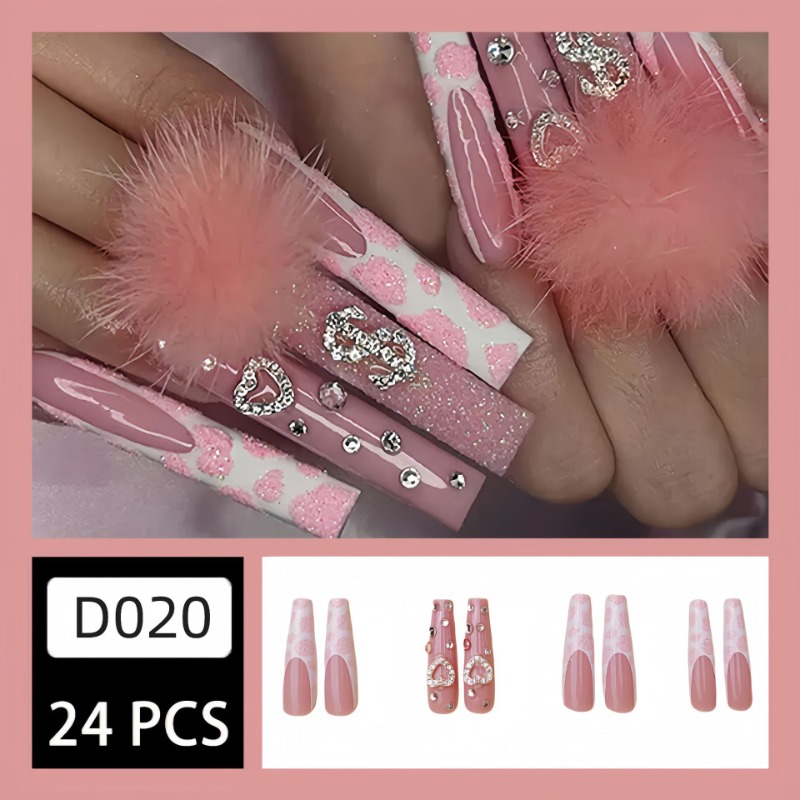 24 قطعة مربع طويل جدًا اضغط عل - مراجعة Nail Art French Nails وسعره