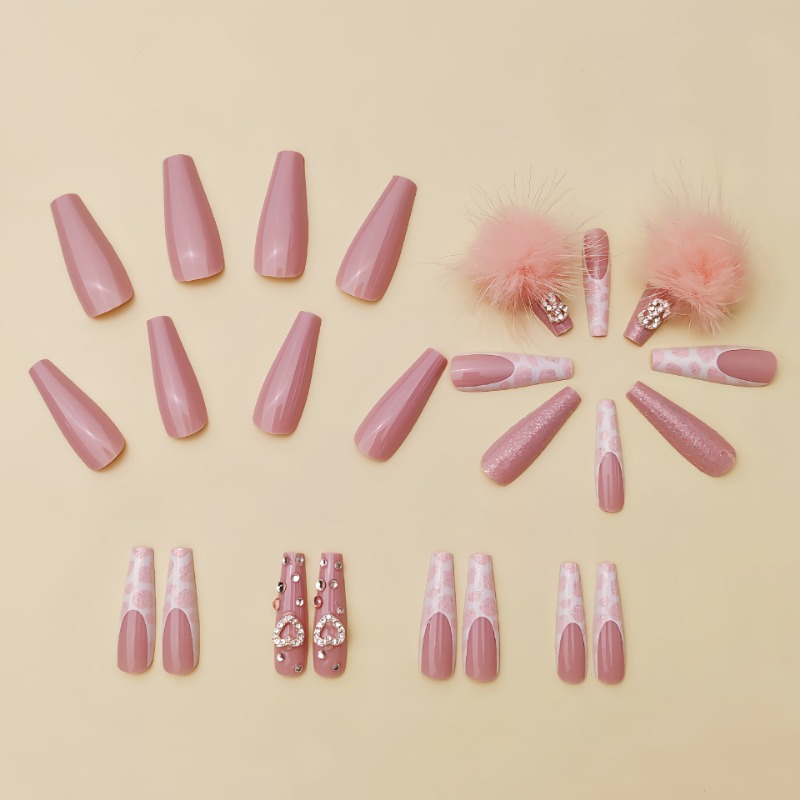 24 قطعة مربع طويل جدًا اضغط عل - مراجعة Nail Art French Nails وسعره